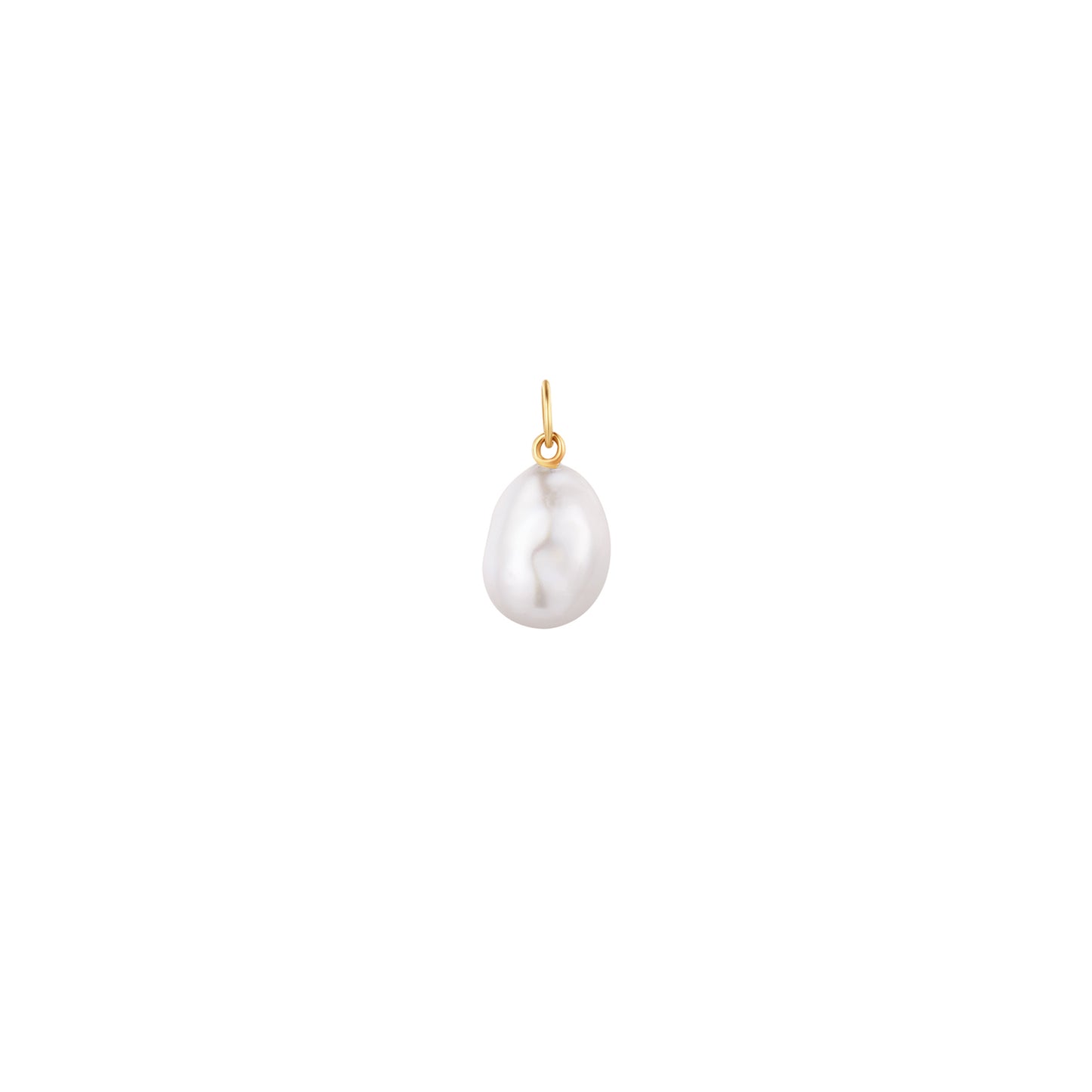 Baroque Pearl Drop Charm - 14K yellow and white gold
