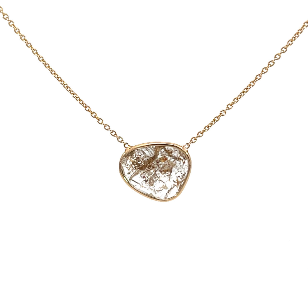 14K Yellow Gold Salt & Pepper Diamond Slice Necklace