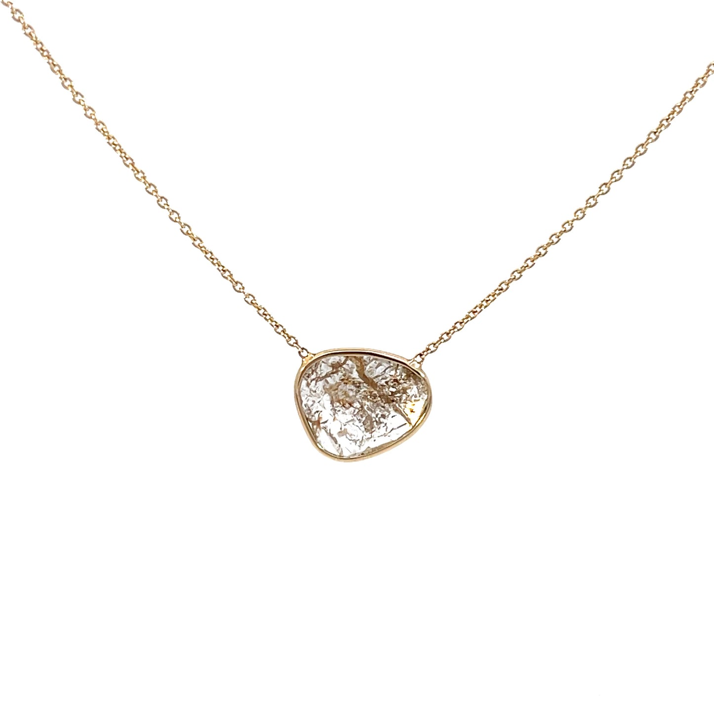 14K Yellow Gold Salt & Pepper Diamond Slice Necklace