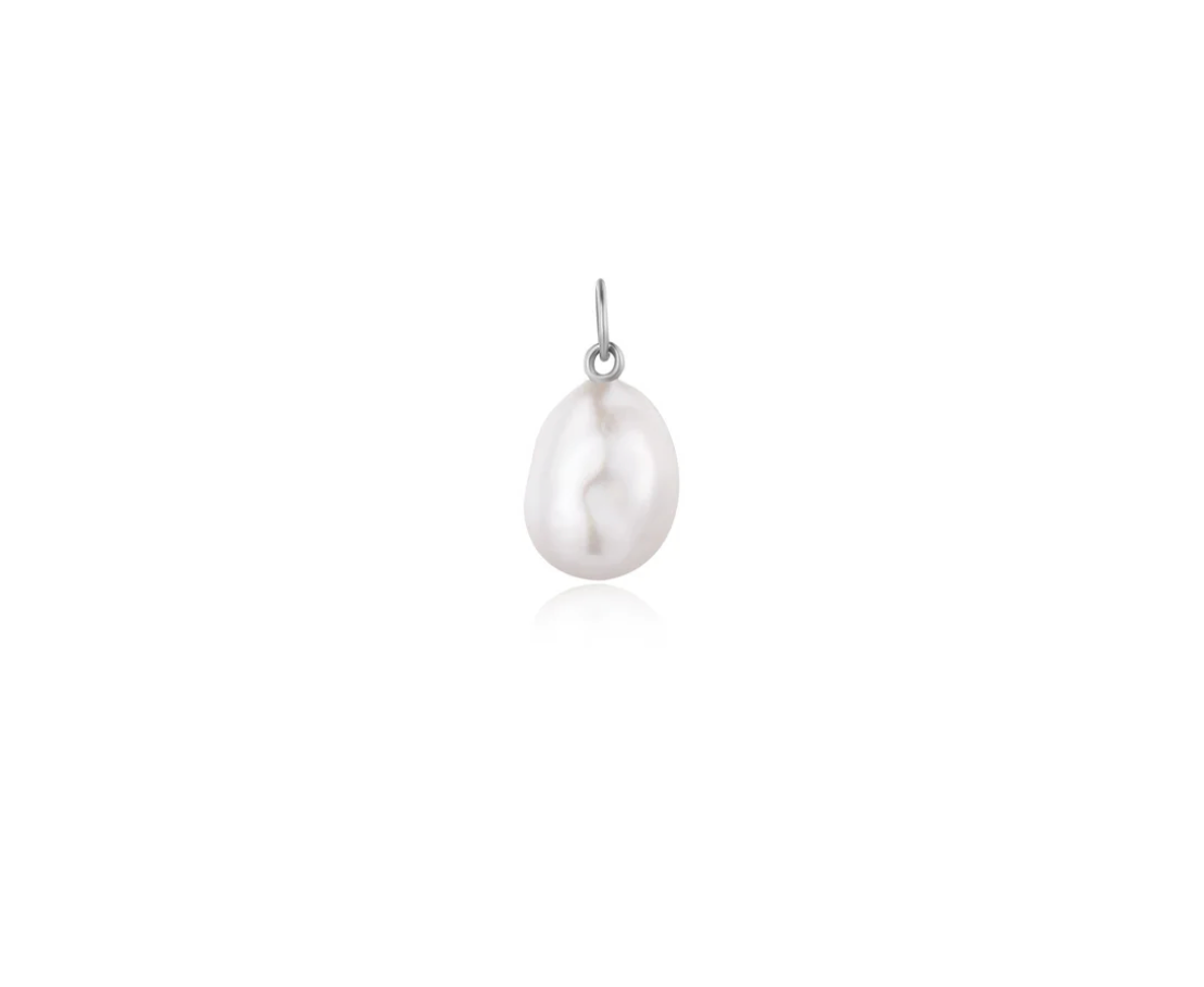 Baroque Pearl Drop Charm - 14K yellow and white gold