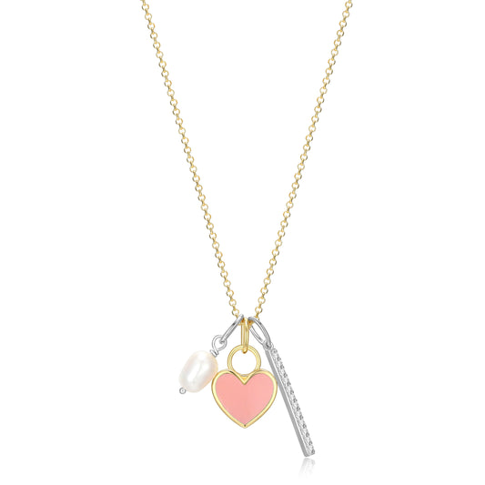 Pink Heart Multi-Charm Necklace
