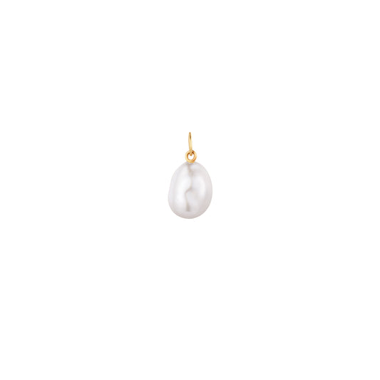 Baroque Pearl Drop Charm - 14K yellow and white gold
