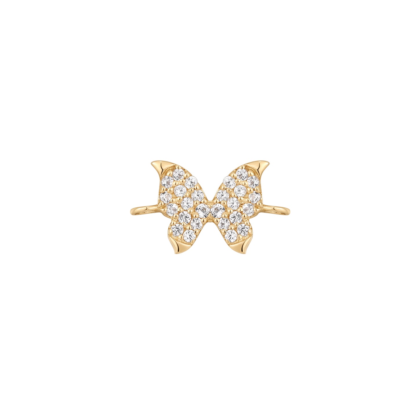 14K White Sapphire Butterfly Link