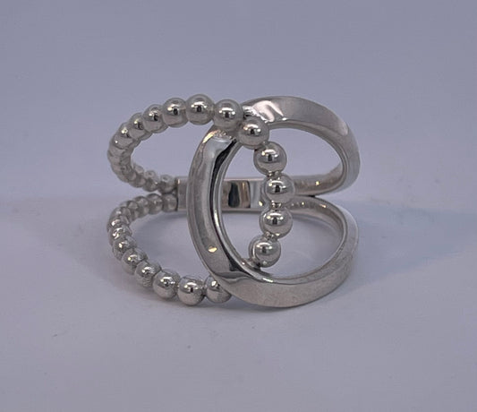 Sterling Silver Interlocking Wide Band Ring