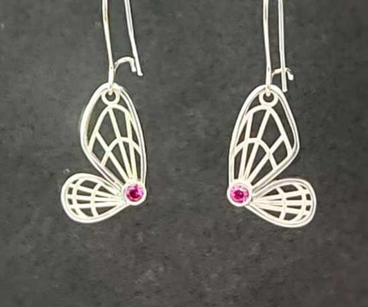 Sterling Silver and Sapphire Butterfly Earrings