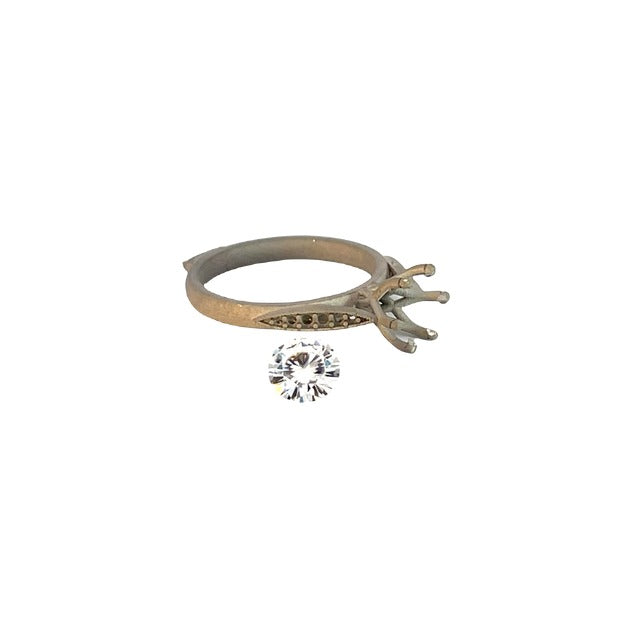 Vintage Moissanite and Diamond Engagement Ring