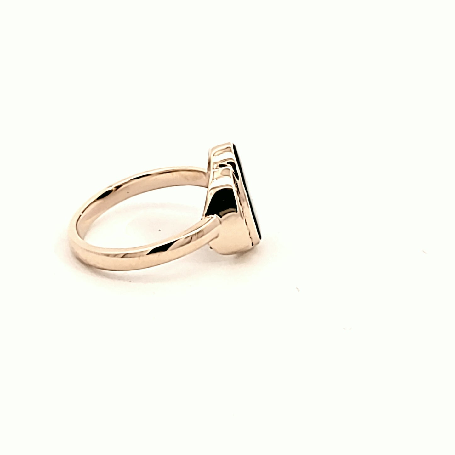 Asymmetrical Black Opal and Diamond Ring