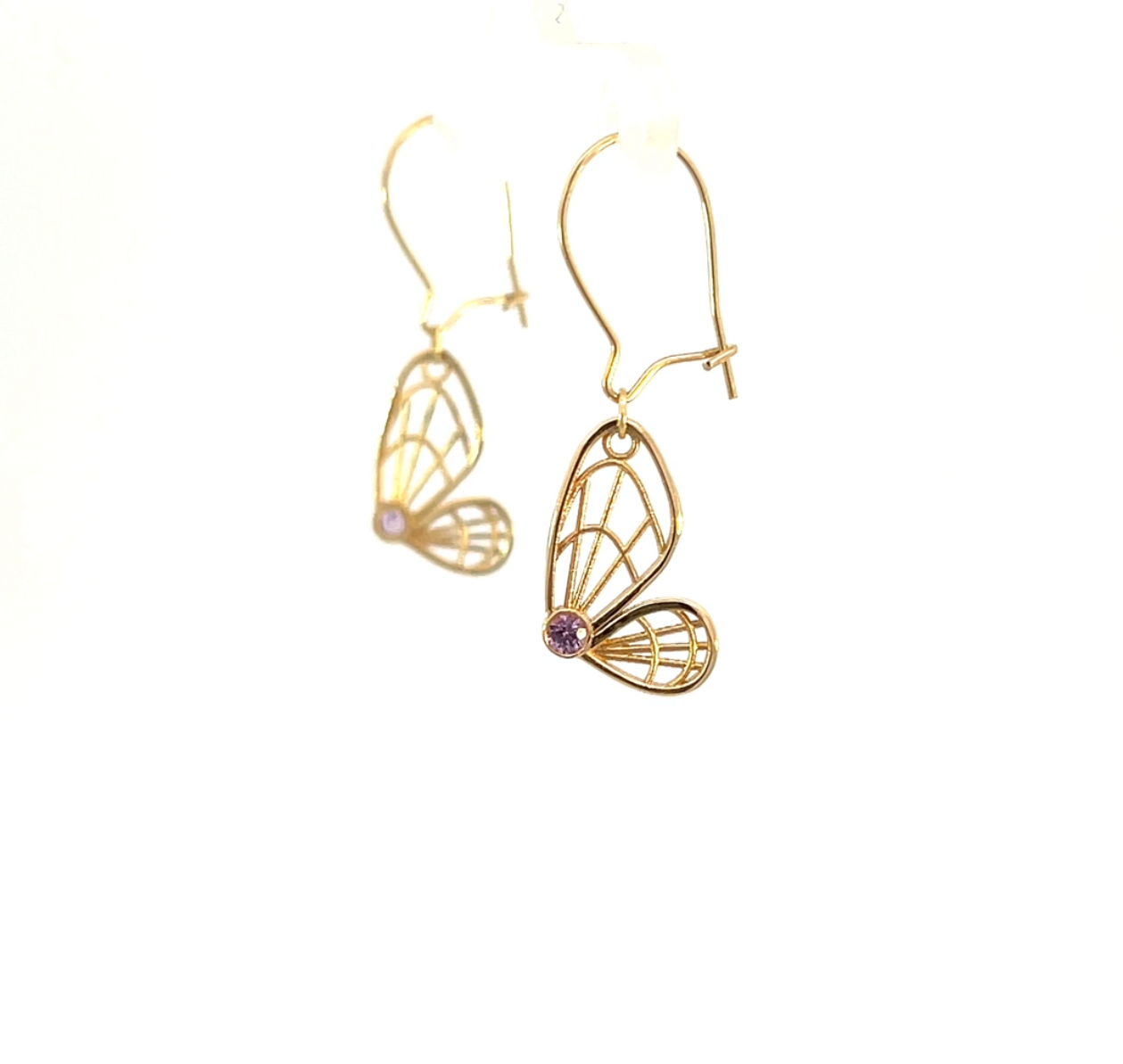 14K Yellow Gold and Sapphire Butterfly Earrings
